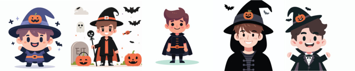 cute young man vector in halloween costume
