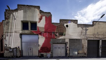 factory and industrial complex with female dancer