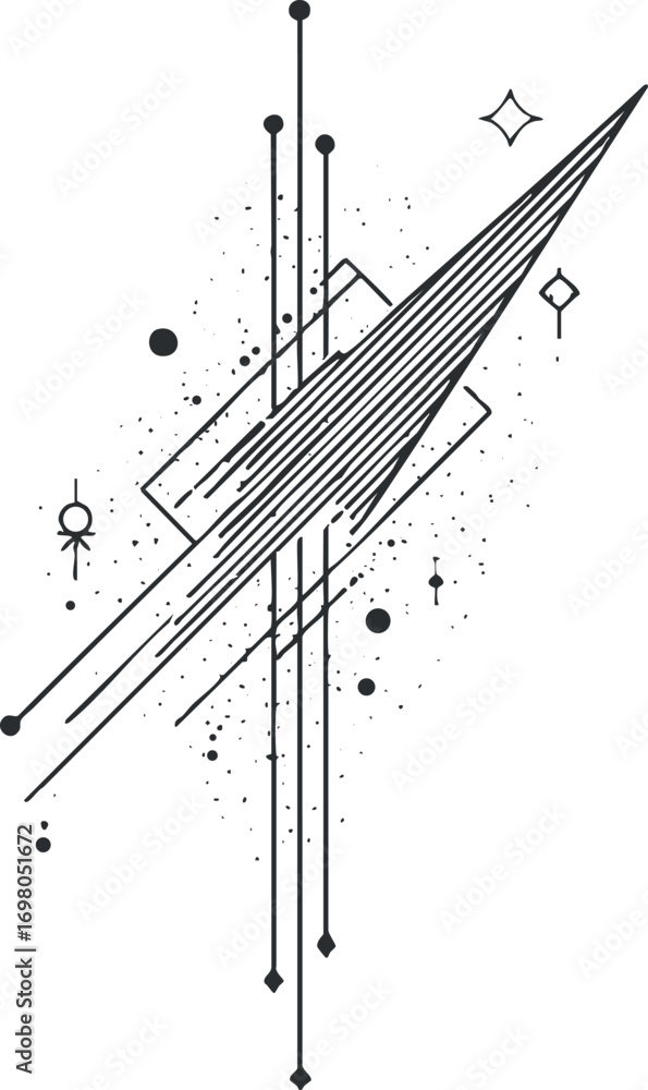 Poster abstract geometric design featuring lines and shapes with a modern minimalist aesthetic. black on tr