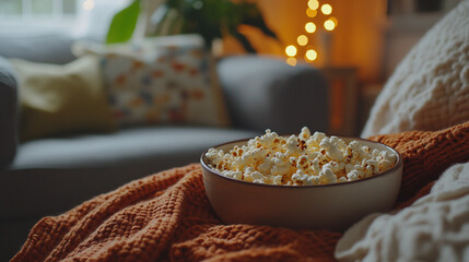 Cozy evening with popcorn