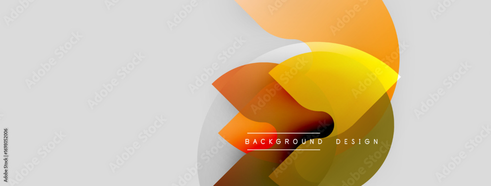Poster abstract graphic design. overlapping shapes create dynamic composition. warm orange, yellow hues dom