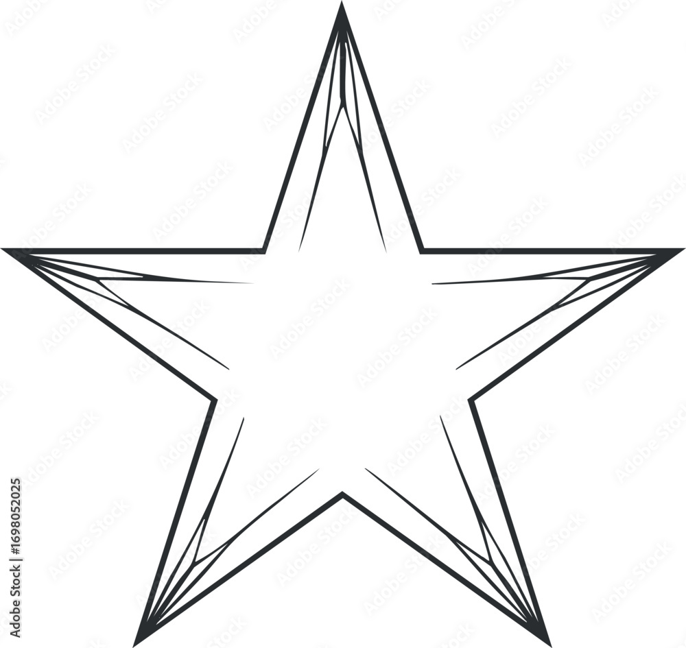 Aufkleber an artistic outline of a star shape suitable for various design projects and illustrations. black on