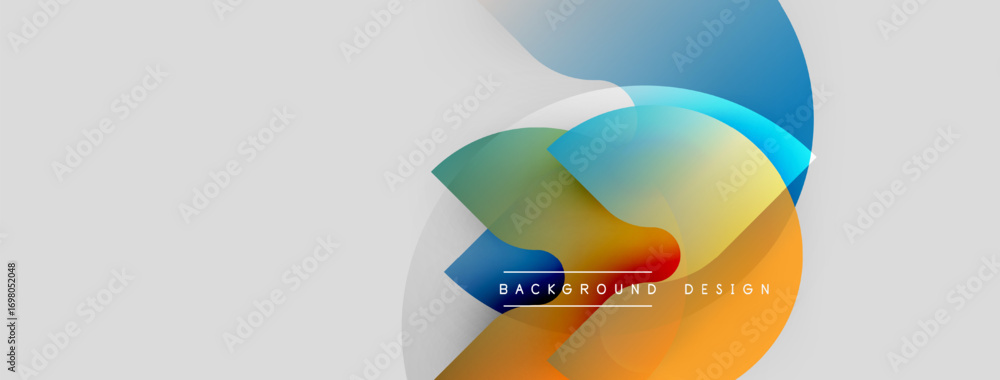 Poster abstract colorful shapes overlap, creating dynamic background. modern design features gradients, smo