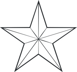Fototapeta premium A simple geometric outline of a five-pointed star shape suitable for various design purposes. Black on transparent background.