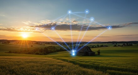 Rural scene with a network of light