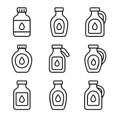 Fototapeta premium Outlined Bottles with Droplet Symbols in Various Shapes and Designs.