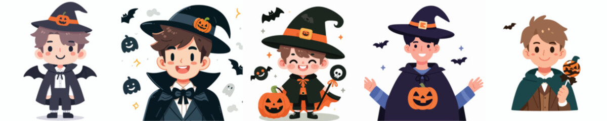 cute young man vector in halloween costume