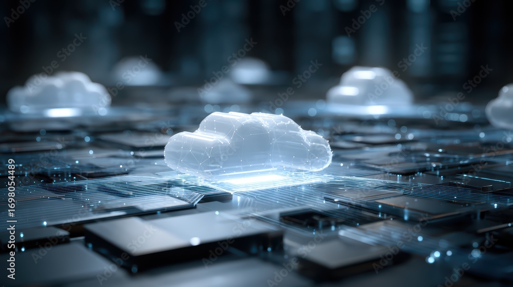 Poster stunning futuristic cloud computing infrastructure, di be c be eabbc perfect for hightech business p