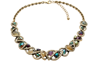 Multicolored Gemstone Necklace Statement Jewelry Fashion Accessory Elegant Design isolated on transparent background