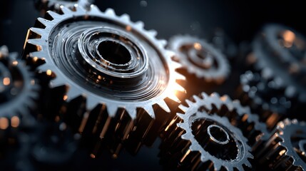 HighTech Gear Concept Image Modern Industrial Background, Ideal for Innovative Projects and Branding, Inspiring Creativity and Technical Excellence.