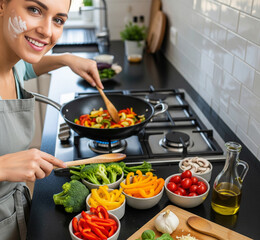woman cooking in the kitchen