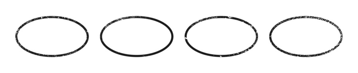Set of grunge borders in oval form