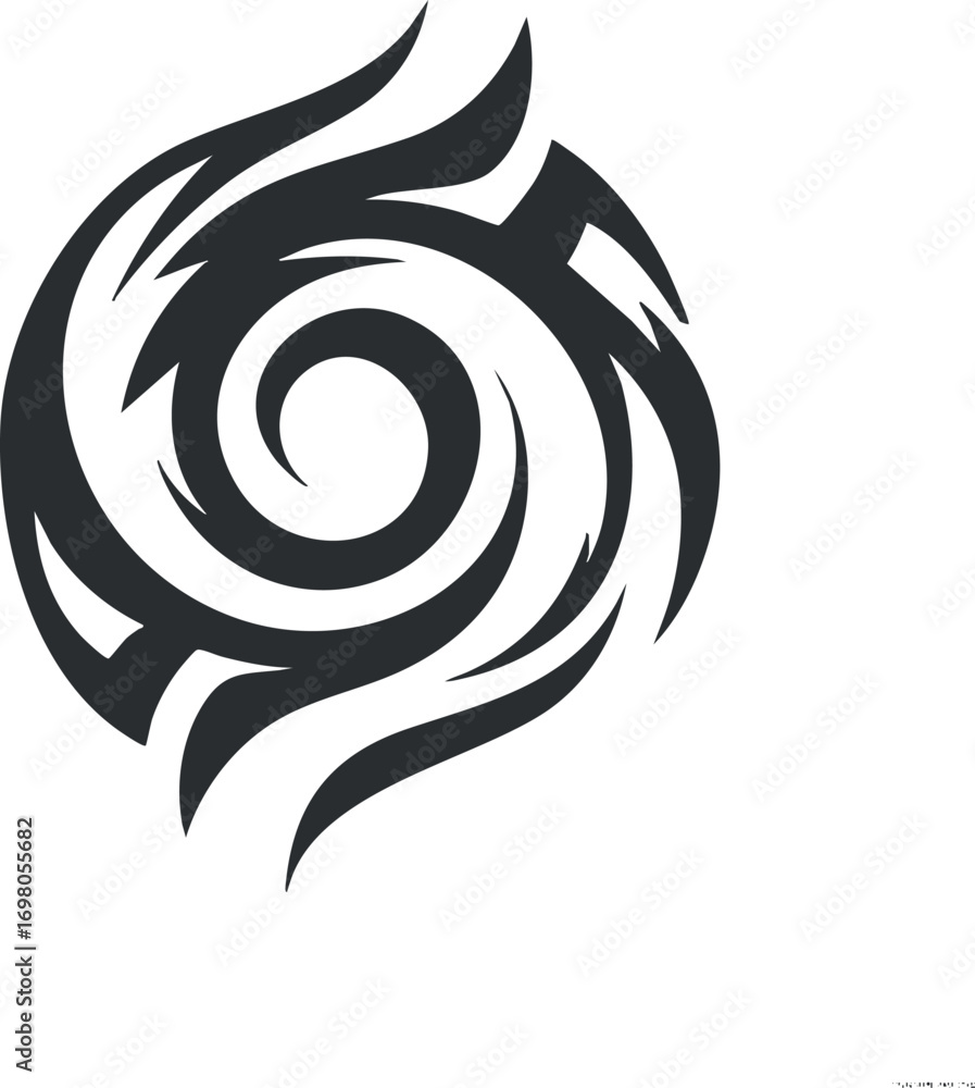 Aufkleber an abstract swirl design featuring bold curves and dynamic lines in black and white. black on transp