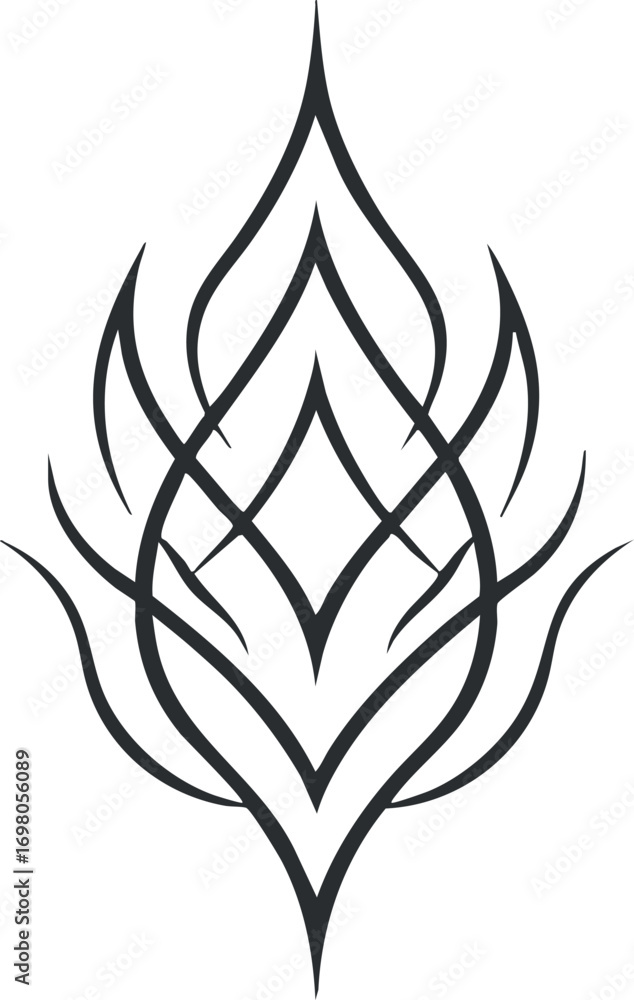 Poster an elegant abstract design featuring intricate line work and flowing shapes resembling floral motifs