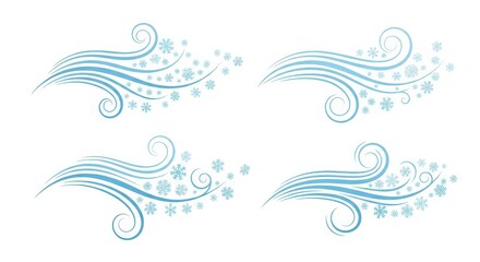 Winter Wind and Snowflakes Vector Illustration