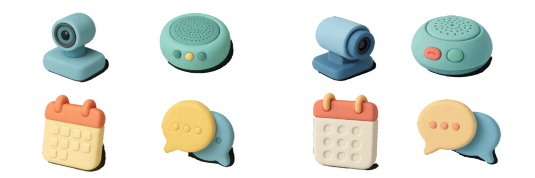 Modern pastel icons for communication and scheduling in digital interface and application design