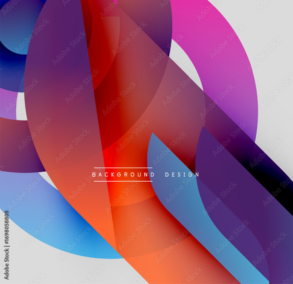 Aufkleber abstract colorful shapes overlap, creating dynamic visual effect. gradient hues blend smoothly, form