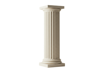 Classic column architectural element fluted design 3 d render white isolated transparent background