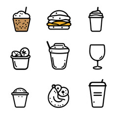 Beverage icons collection against transparent background