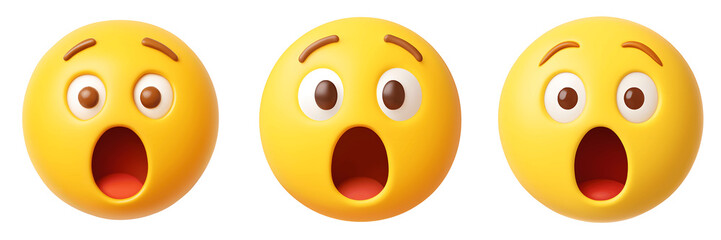 Fototapeta premium Set For surprised emoji faces isolated on transparent background