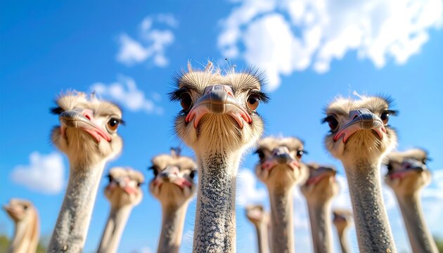 Close-up of curious ostriches - Powered by Adobe