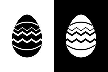 Decorated Easter Egg Icon | Minimal Black and White Design.