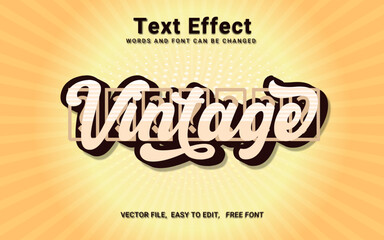 Editable text style effect - vintage text in retro style theme