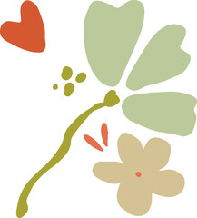 Minimal Floral Vector Illustration - Hand-Drawn Flower Clipart & Design Element. Minimalist Abstract Floral Illustration in Flat Style.