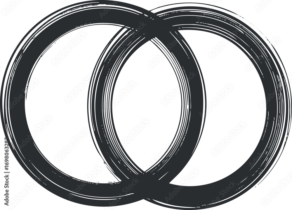 Aufkleber stylized illustration of intertwined circles representing unity and connection in a modern design. b