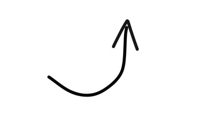 Curved arrow pointing up, a simple hand-drawn illustration for concepts of growth, direction.