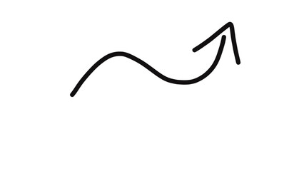 Conceptual hand-drawn wavy arrow pointing upwards, symbolizing growth, progress.