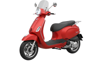 Red Vespa scooter, retro Italian transport isolated PNG with Transparent Background