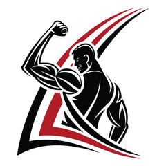 Dynamic muscular arm silhouette logo design for fitness gyms and athletic brands