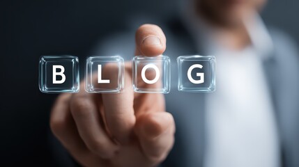 Creative Professional Touching a Blog Concept, Raw Vibrant Advertisement Image for Social Media or Marketing Campaigns Inspiring Innovation and Ideas.