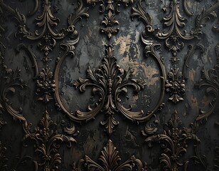 Exquisite Gothic Ornamentation Background with Ornate Floral and Scrollwork Motifs