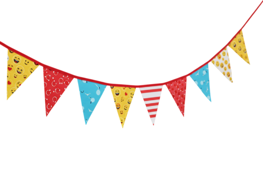 Colorful bunting flags emoji party decoration