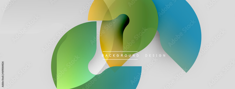 Poster abstract shapes overlap, creating vibrant color gradients. modern design elements suggest fluidity, 