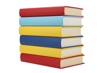 Colorful stack of books on transparent background education reading knowledge study