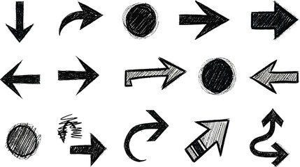 Collection of hand drawn arrows and circles.