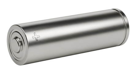 Silver AA battery for powering electronics isolated PNG with Transparent Background