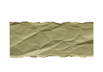 Crumbled paper texture torn edges olive green isolated transparent background