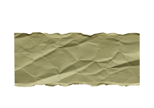 Crumbled paper texture torn edges olive green isolated transparent background - Powered by Adobe