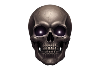 Glowing Eyes Skull Dark Fantasy Art isolated on transparent background