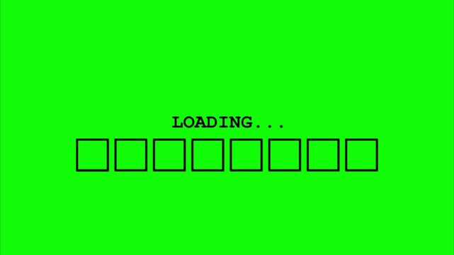 Classic Block Loading Bar Animation on a Green Screen Background for Video Projects and Websites