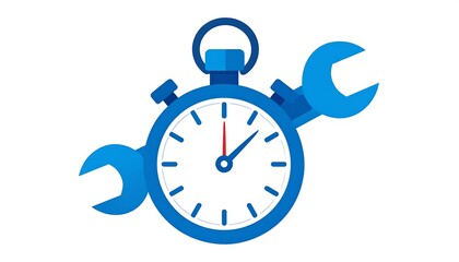 Blue stopwatch with wrenches