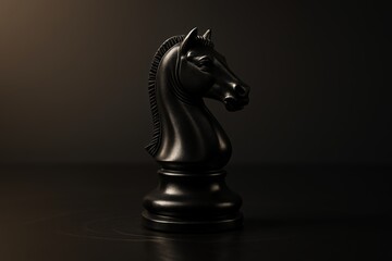 Black chess knight piece representing foresight. Use for decision making, leadership training, corporate branding, and personal development.
