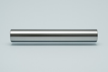 Polished steel pipe reflects ambient light, showcasing industrial minimalism and material science with a clean, seamless design perfect for various creative and technical applications