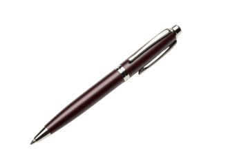 Dark red pen with silver accents on transparent background