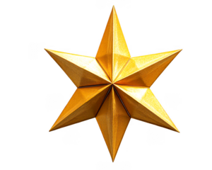 Highly detailed golden star displays prominent texture and brilliant metallic sheen 