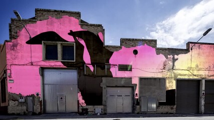 factory and industrial complex with female dancer legs